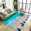 Seaside Style Carpet Ocean Wave Pattern Blue Green Color Washable Rug for Living Room Bathroom Coastal Home Decor