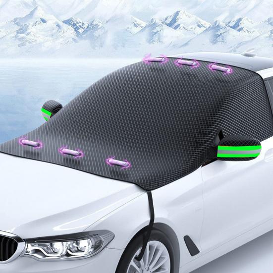 Car Windshield Cover Snow Protector Anti-Frost Sun Visor Magnetic Rainproof Freezing Snowproof UV Dustproof Summer Sunshade Fits Most Sedans MPVs SUVs