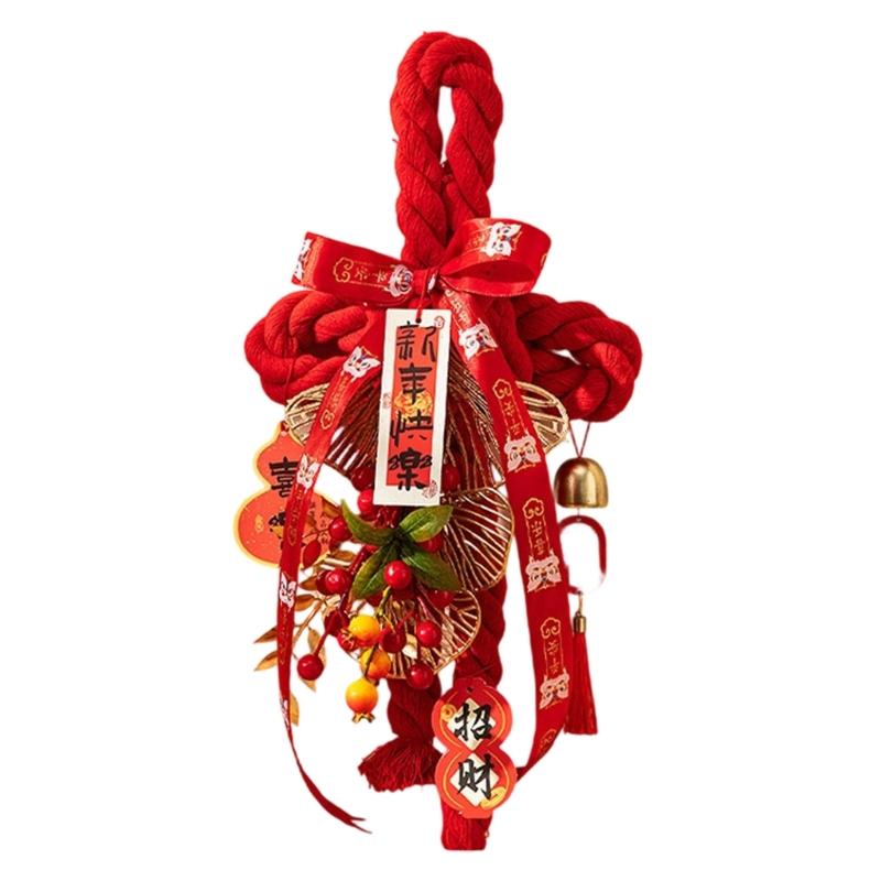 Handcrafted Cotton Thread Auspicious Knot Ornament New Year Pendant for Holiday Parties and Gifting