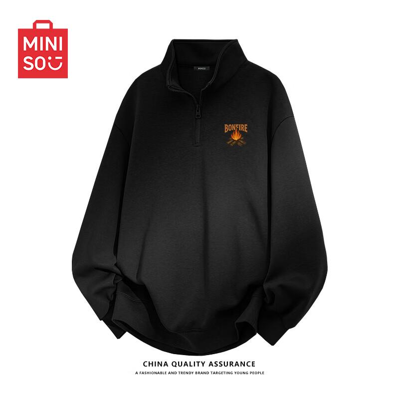 MINISO Men's American Style Half-Zip Stand Collar Sweatshirt