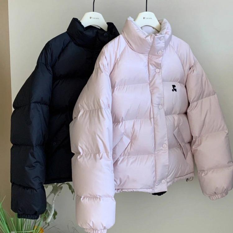 Pink Korean Bread Jacket Women Short Loose Stand Collar Thick Cotton Coat