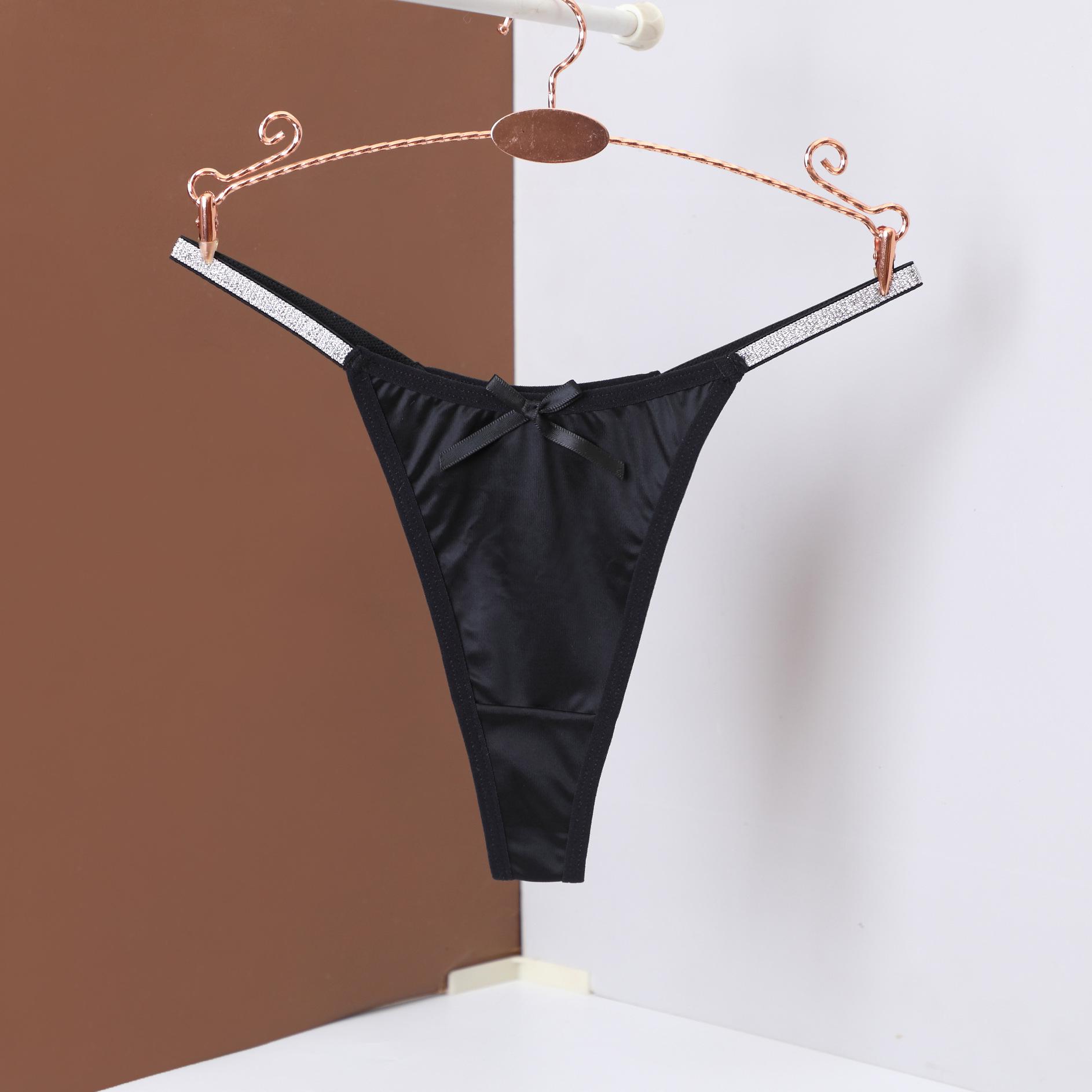 

Очаровательные серебристые ленты, низкая посадка, роскошные трусики-стринги для женщин Large чёрный