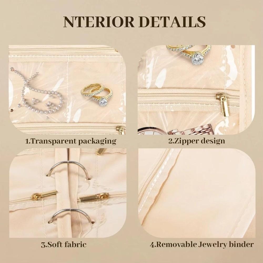 Oxford Fabric Jewelry Storage Case Zipper Closure Portable Jewelry Bag  Home Storage