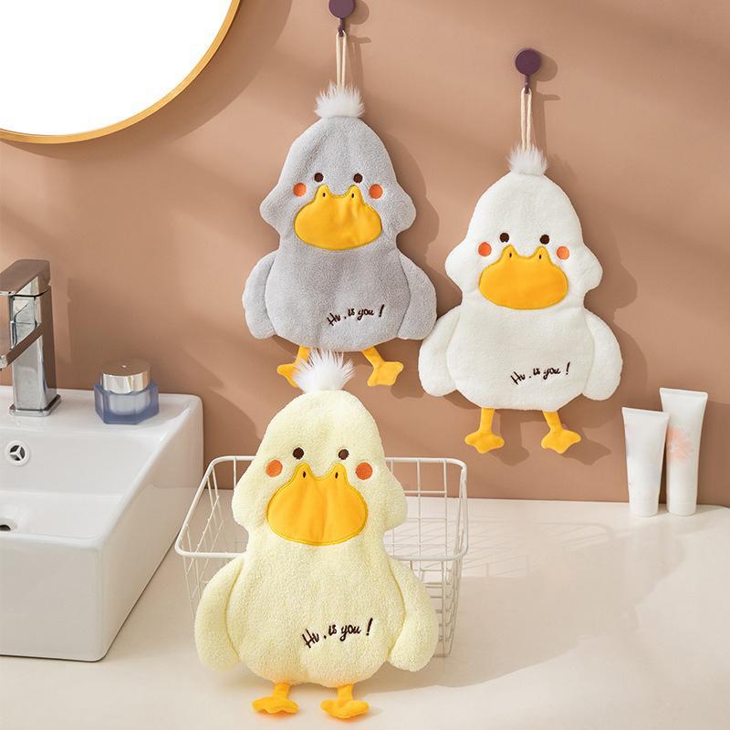 Cartoon Cute Duck Wipe Hand Towel Coral Velvet Square Towel Household Kitchen Bathroom Children Hand Cloth
