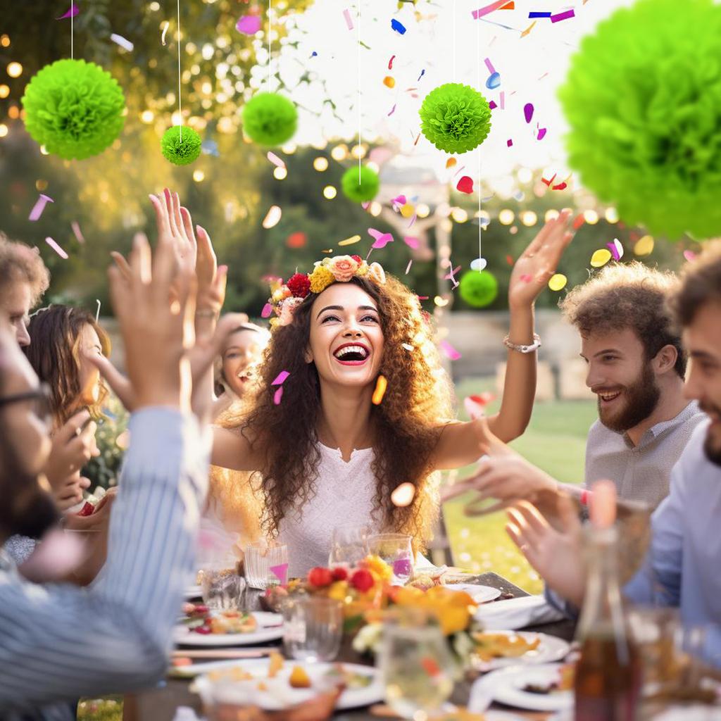 1pcs Set 7.8inch Green Paper Paper Flowers Decorations For Birthday Party Pom Pom Paper Balls Hanging Flowers Pom Pom