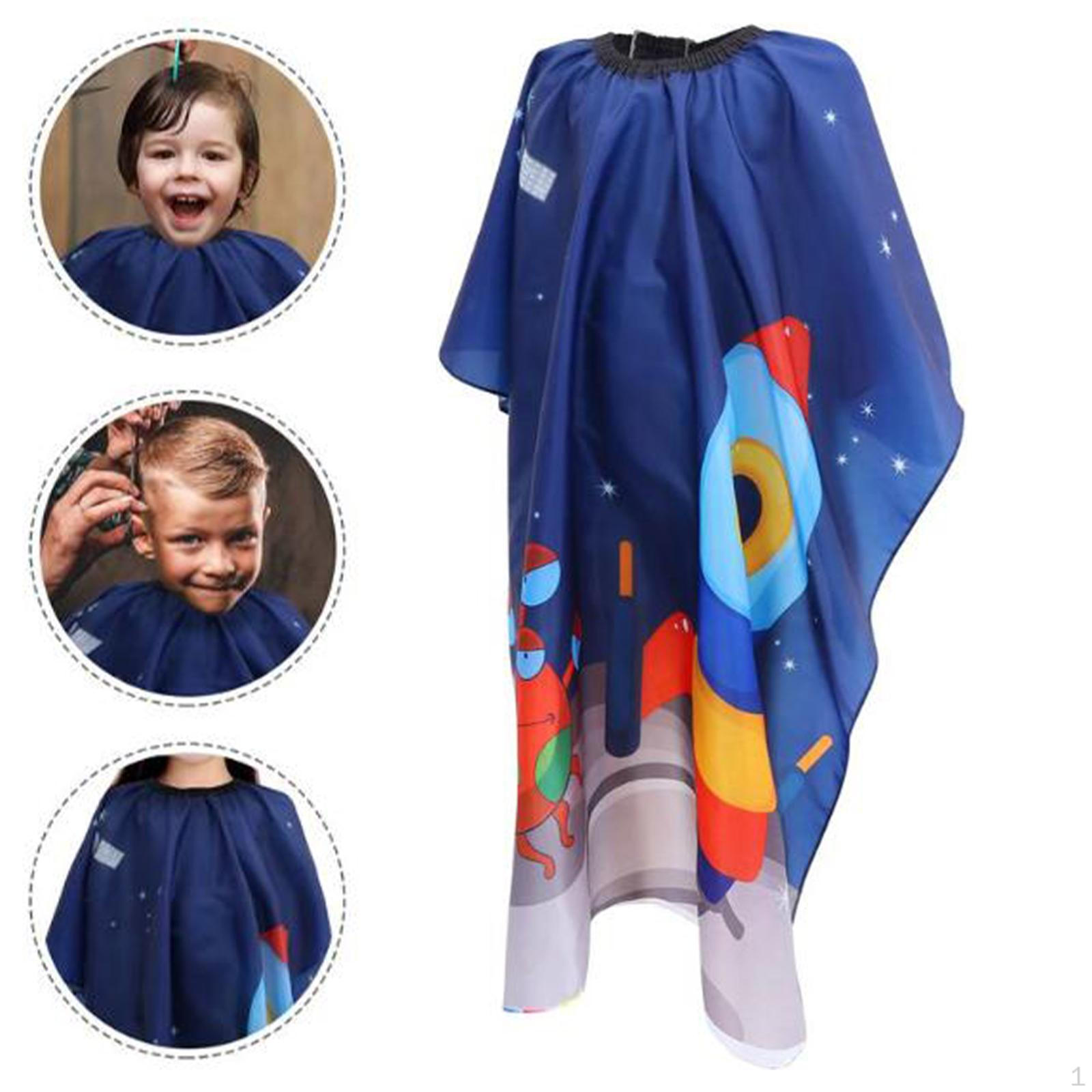 

Kids Barber Cape, Professional Anti Adjustable Stain Resistant Hair Cape for Barbershop Styling Rocket Pattern