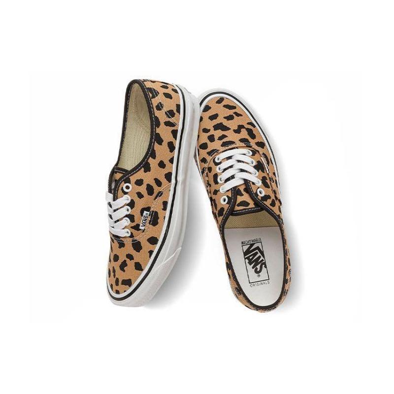WACKO MARIA x Vault by Vans OG Authentic LX Trendy Casual Leopard Print Low Top Unisex Skate Shoes Brown VN0A4BV9BRO