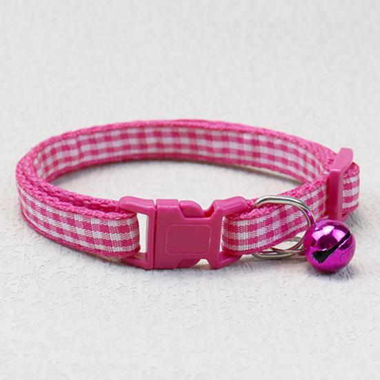 Yousheng Pet Collar Plaid Pattern Multiple Colors Vibrant Buckle Bells Small Dog Cat Regular Collar Pet Accessories