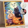 Halloween Black Cat Pumpkin Pearl Painting Art Full Pearl Handmade Diy Home Decorations