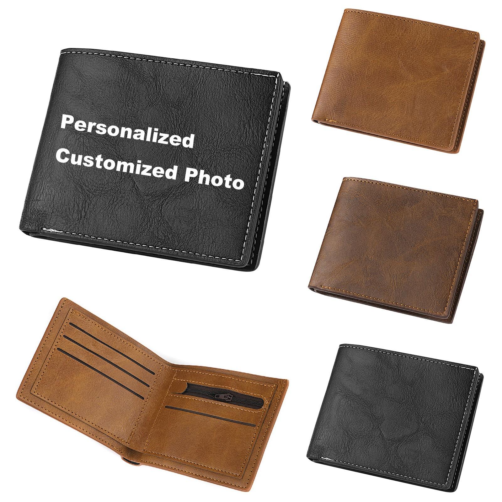 

Персонализированный кошелек для мужчин, кошелек с фотографией на заказ, подарок на годовщину для него, кошелек с гравировкой, подарок на день отца для мужа One Size чёрный