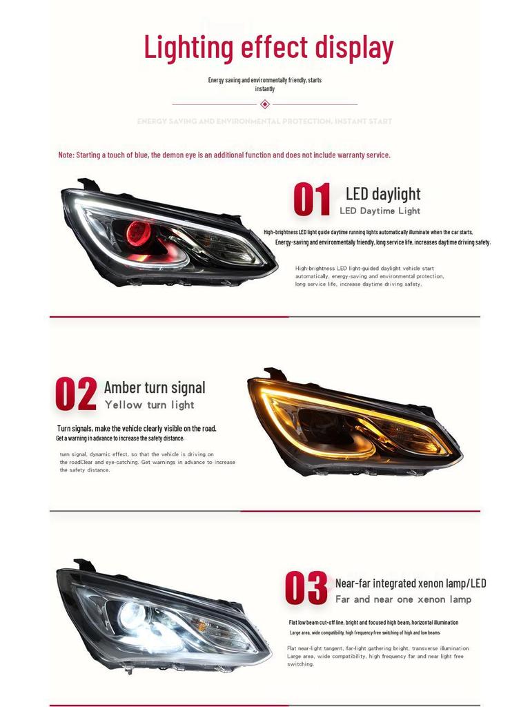 Buick Excelle 15-17 LED Headlight Assembly with Devil Eye & Xenon Lights