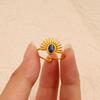 Retro Stainless Steel Open Ring with Inlaid Turquoise - European & American Style