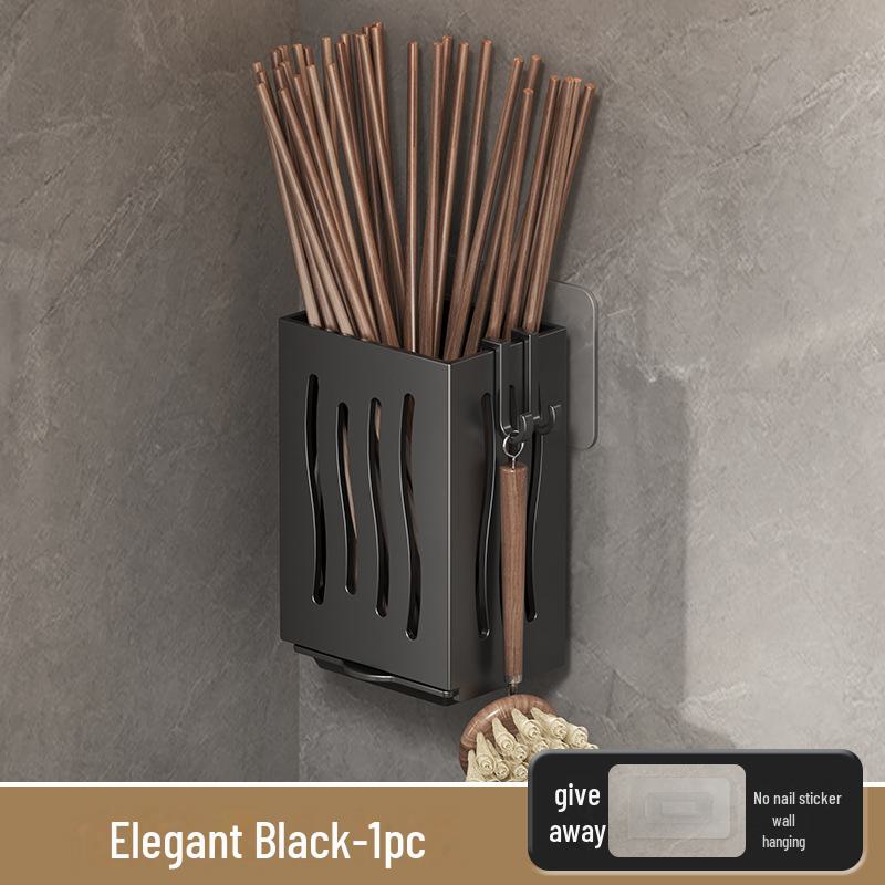 Suport de scurgere de bucătărie montat pe perete și cutie de depozitare pentru bețișoare și linguri