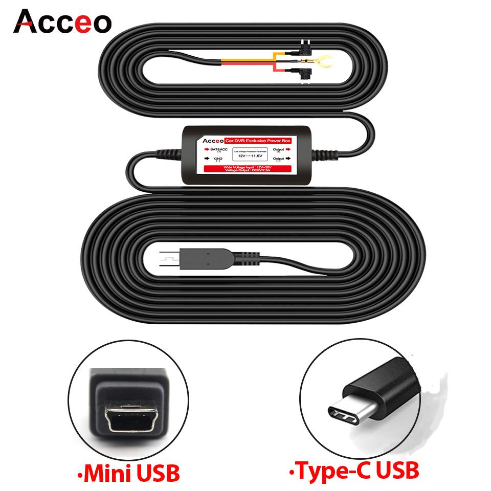 

3,5 метра DC 5V/2.5A Hardwire Kit CAR DVR Mini или TYPE-C USB автомобильное зарядное устройство для видеорегистратора Зеркало заднего вида 24H Мониторинг парковки мятный