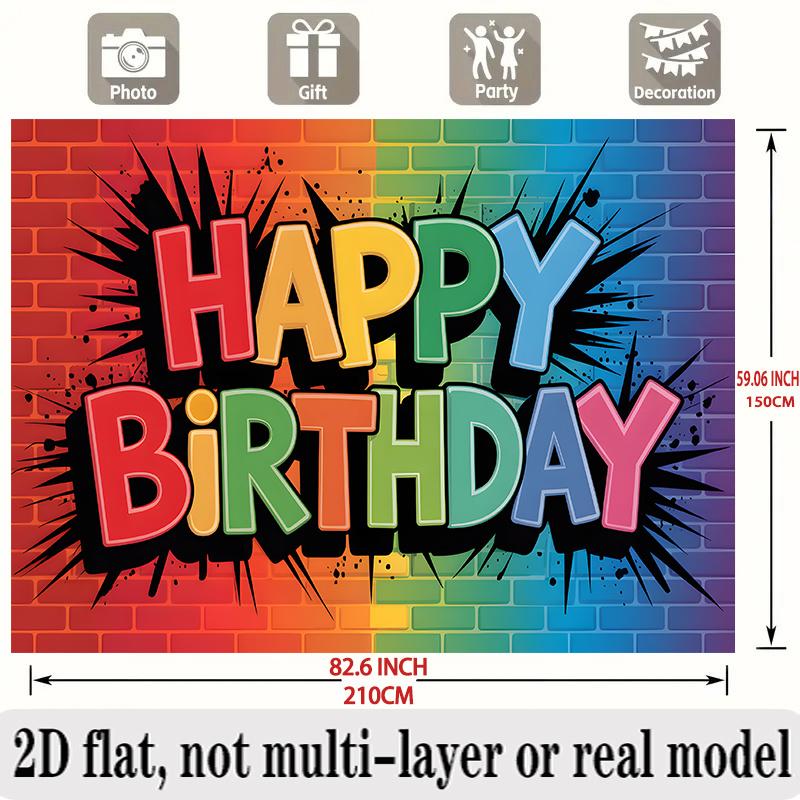 Cheerful Birthday Banner, Photo Backdrop Wall Decor for Party