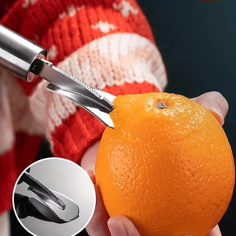 3 ks Lupaček na pomeranče z nerezové oceli Odstraňovače slupky ovoce Rychlý loupák s rukojetí Opakovaně použitelný ovocný nástroj pro pomeranče, citrony, grapefruity