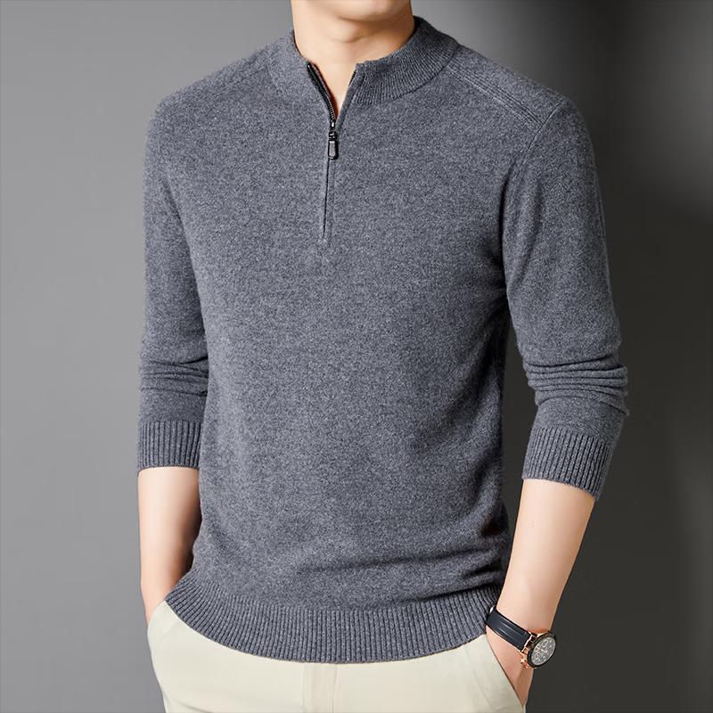 Men's Zipper Stand-Collar Pullover Knit Sweater YTMTST6465