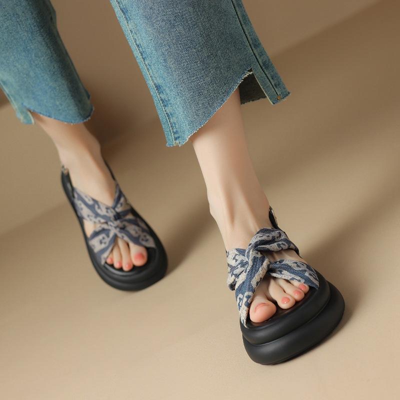 Roman Sandals Women's Summer 2025 New Open-toed Soft-soled Small Fragrant Slippers Thick-soled Flat-soled Beach Women's Shoes