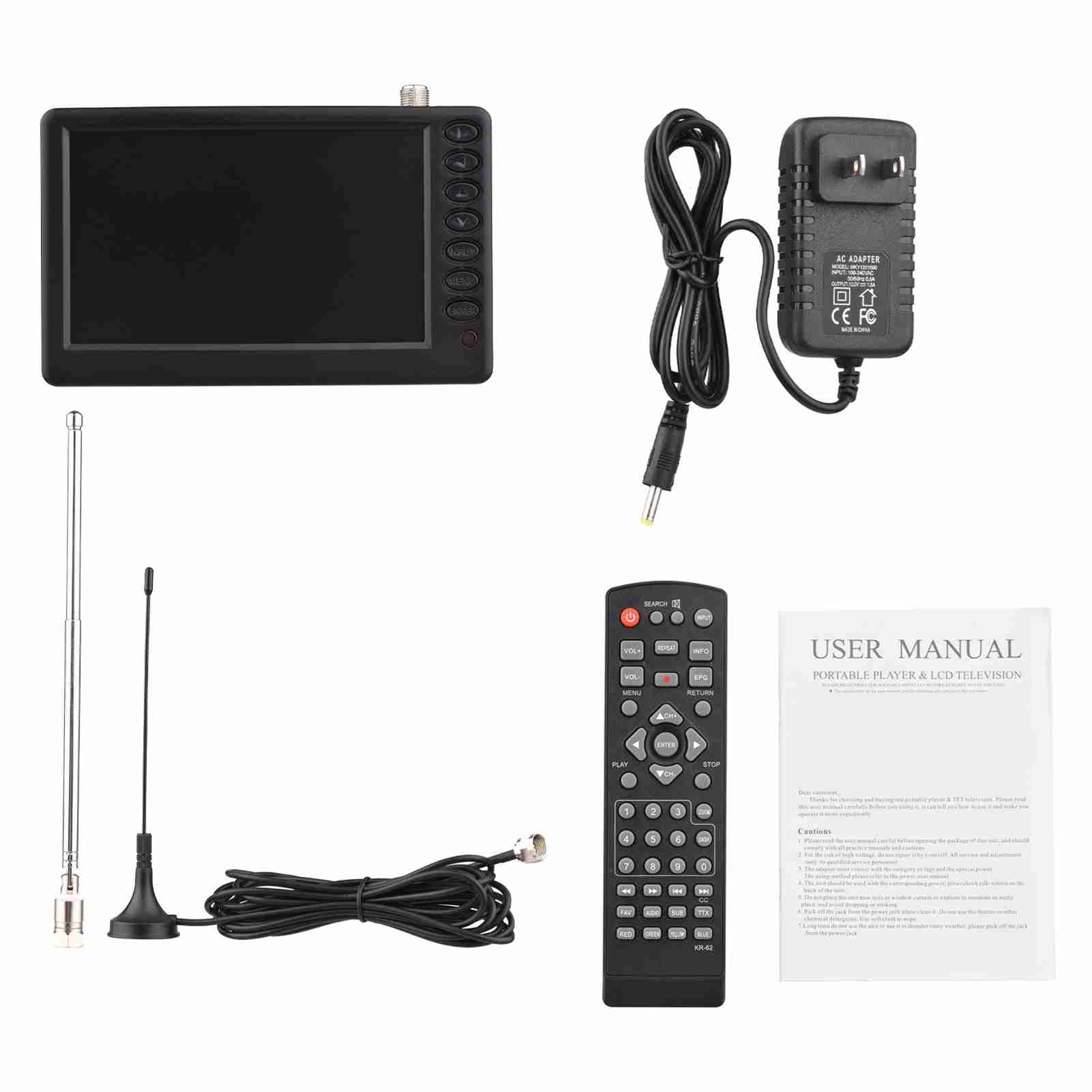 

STAR D5 ATSC Digital TV Player 5-inch Screen Portable TV Car Television Multimedia Player FM Radio TF Card U Disk Playback with Remote Control