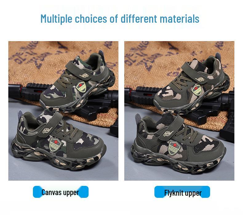 Boys' Camouflage Breathable Flyknit Running Sneakers