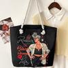 Classic Outdoor Practical Versatile Vintage Canvas Bag Cartoon Printed Portable Beach Bag Large Capacity