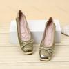 Fashion Butterfly Knot Design Square Toe Single Shoe Women's 2025 New Color Splicing Soft Versatile Flat Ballet Style Casual Dance Shoes