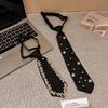 Pre Tied Black Fashion Neckties With Faux Pearl Rhinestone Decor Perfect For Party Wedding Daily Wear Special Events