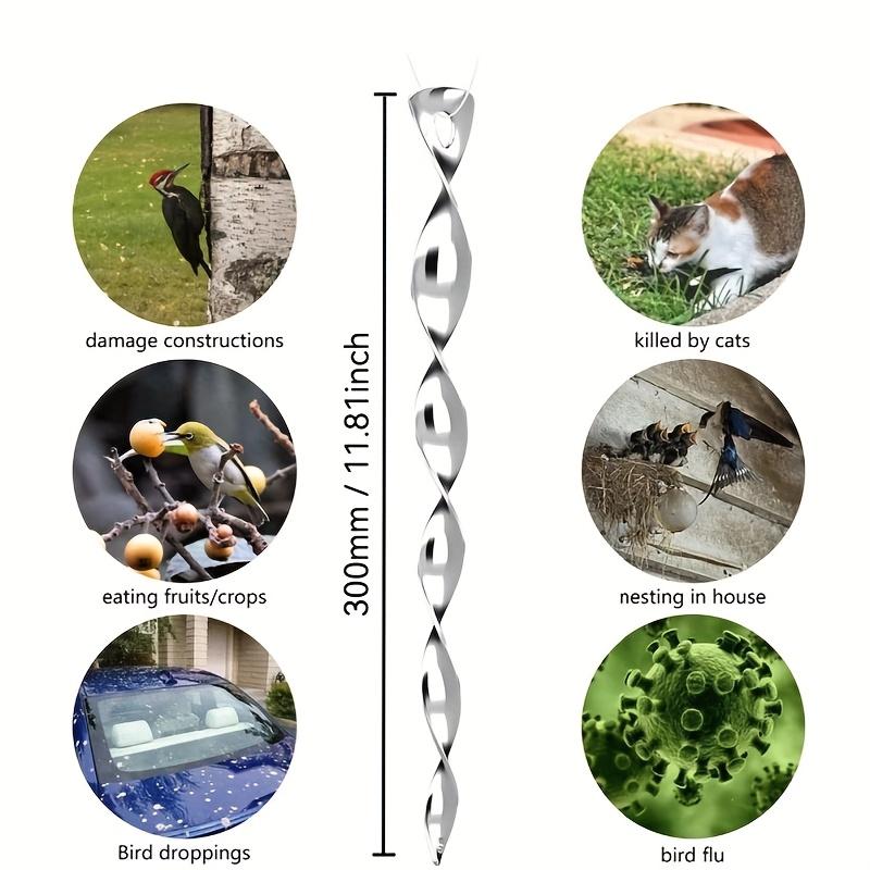 12Pcs Creative Bird Deterrent Sticks Reflective Strips Bird Repellent Sticks, Spiral Wind Spinner Bird Repeller Suitable for Courtyard and Garden