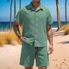 Men’s Shirt, Casual Loose-fit Short-sleeved Top and Shorts Beach Set