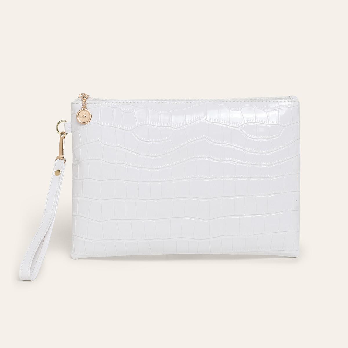 

New fashion crocodile pattern women s clutch bag envelope bag large capacity multi-function versatile wallet trendy portable білий