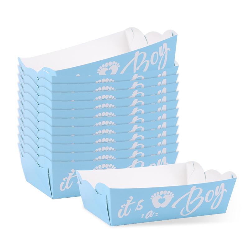 6/12/20pcs Gender Reveal Party Paper Food Trays Candy Cookie Snacks Box Blue Pink Its a Boy Girl Decoration Supplies Baby Shower