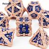 7 Pcs Yellow Blue Flower Metal Dice Solid Metal Polyhedral Dice Set Suitable for Role-Playing RPG  Board Game  Role-Playing RPG