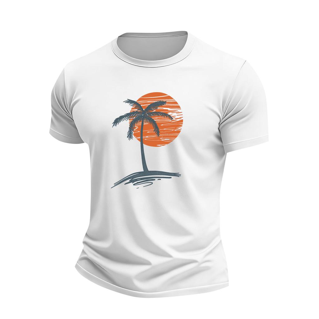 Men's Holiday Print Round Neck Short Sleeve Top Casual Sports Top