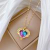 Exaggerated Colorful Love Full Diamond Light Luxury Temperament Gorgeous Full Diamond Necklace Female Versatile Collarbone Chain Titanium Steel