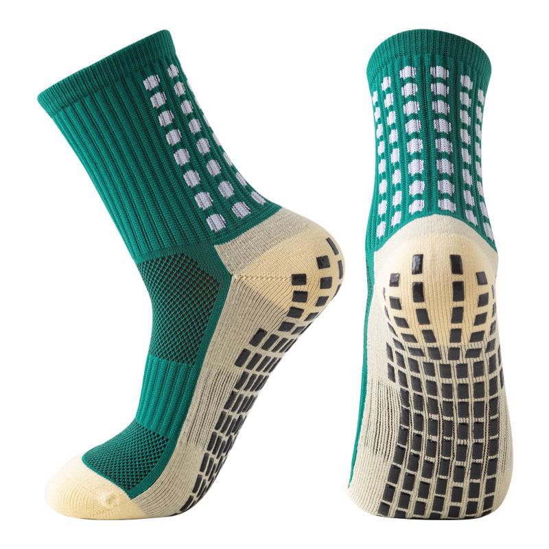 Unisex Anti-Slip Breathable Mid-Calf Football Socks with Moisture-Wicking Terry Sport Bottom