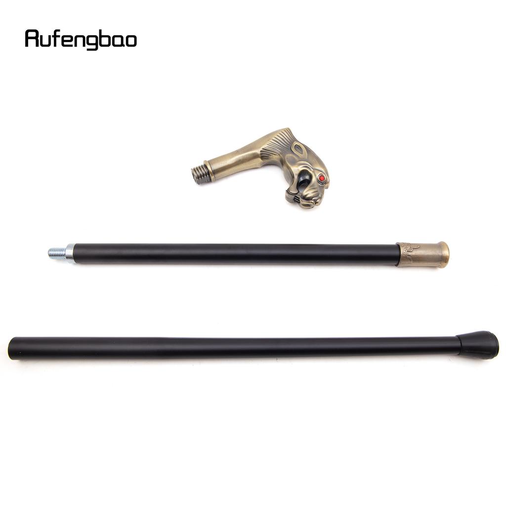 Copper Leopard Red Eye Luxury Fashion Cosplay Walking Stick Party Decorative Cane Elegant Crosier Knob Stick 92cm