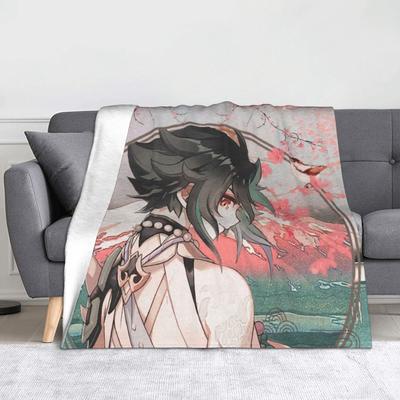 Xiao Genshin Impact Game Blankets Flannel Printed Multifunction Lightweight Thin Throw Blanket for Sofa Car Bedspread