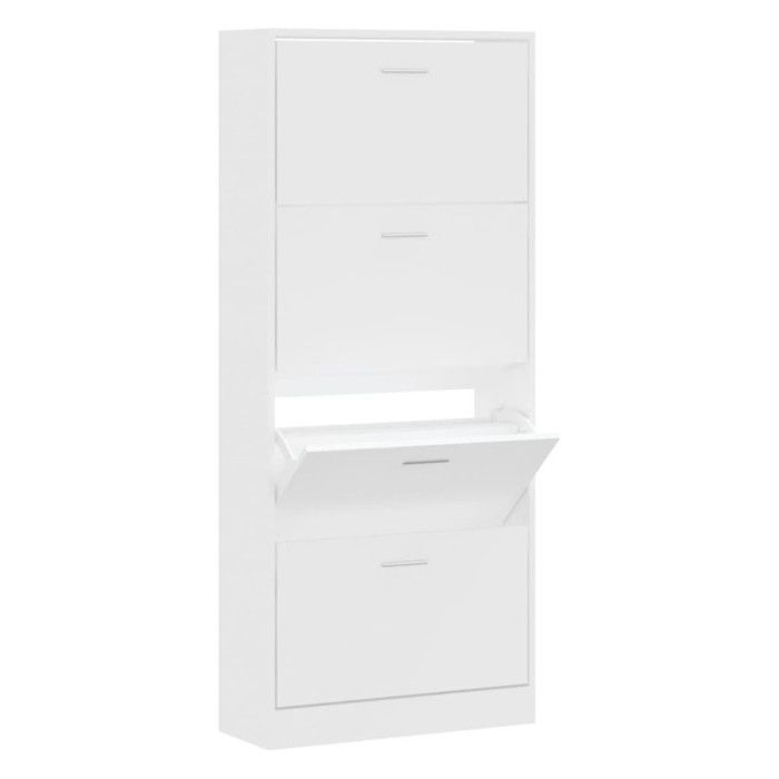 VidaXL Armoire à chaussures Blanc 63x24x147 cm Bois d'ingénierie 342542