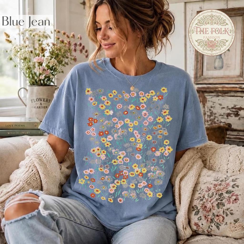 Ditsy Floral Shirt, Wildflower Meadow Tee, Cottagecore Flower T-shirt, Vintage Botanical Shirt, Comfort Colors Floral Tee, Boho Floral Tee