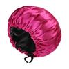Women'S Satin Shower Caps Solid Bonnets Wide-Brimmed Night Sleeping Bathing Hat Unisex Head Wrap Elastic Band Hair Care Bonnet