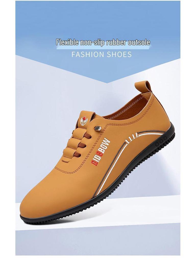 Pánské jarní boty z měkké kůže, nazouvací, ležérní - Lehké obchodní boty pro tátu