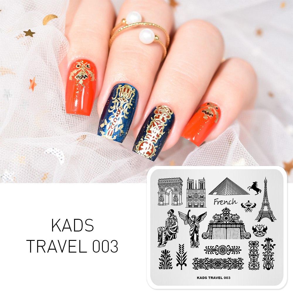 

KADS Travel 003 Country Landmark Design Инструменты для дизайна ногтей Шаблоны для дизайна ногтей Штамповочные маникюрные пластины