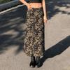 2025 Autumn American Retro Round Print High Waist Slimming Long Skirt