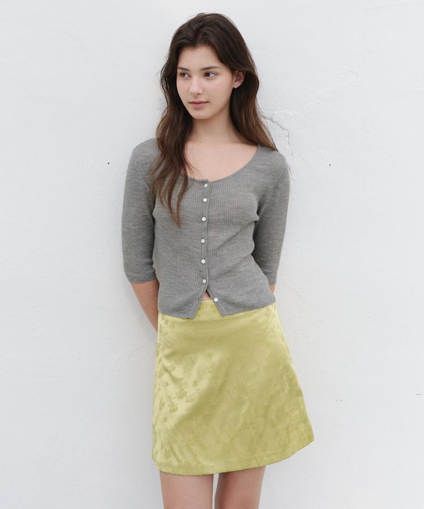 Bikomelli Aira Satin Mini Skirt_Olive