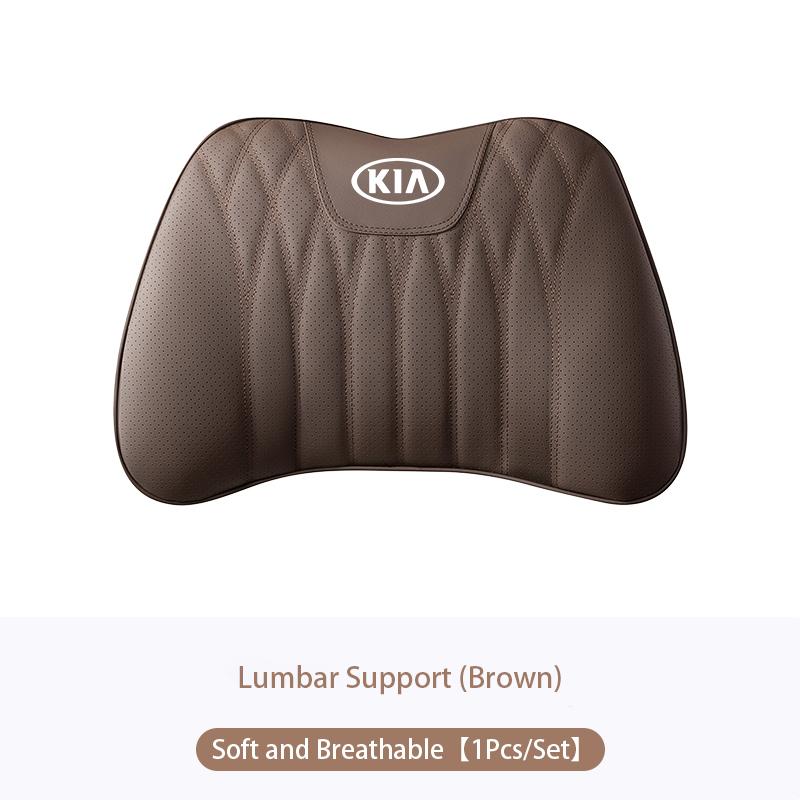 Car Leather Waist Pillow Supports Breathable Memory Foam Cushion For KIA EV6 Stinger RIO Sorento Picanto Ceed Borrego Syros K4