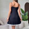 Mid-length Modal Pajamas, European and American Sexy Low-cut V-neck Lace-trimmed Spaghetti Strap Nightdress