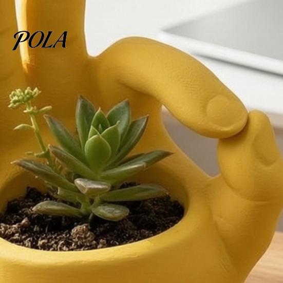 Modern Home Office Ornament 3D Printed Hand Gesture Planter, OK Finger Flower Pot, Fun Plant Container Cute Small Cactus for Desk Decor Artistic Shape