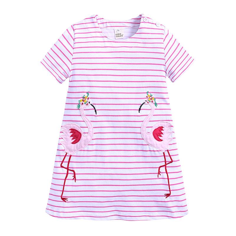 European Style Children's Summer Cotton Dresses - Girls' Short-Sleeved Printed Skirts for Small and Medium Kids.