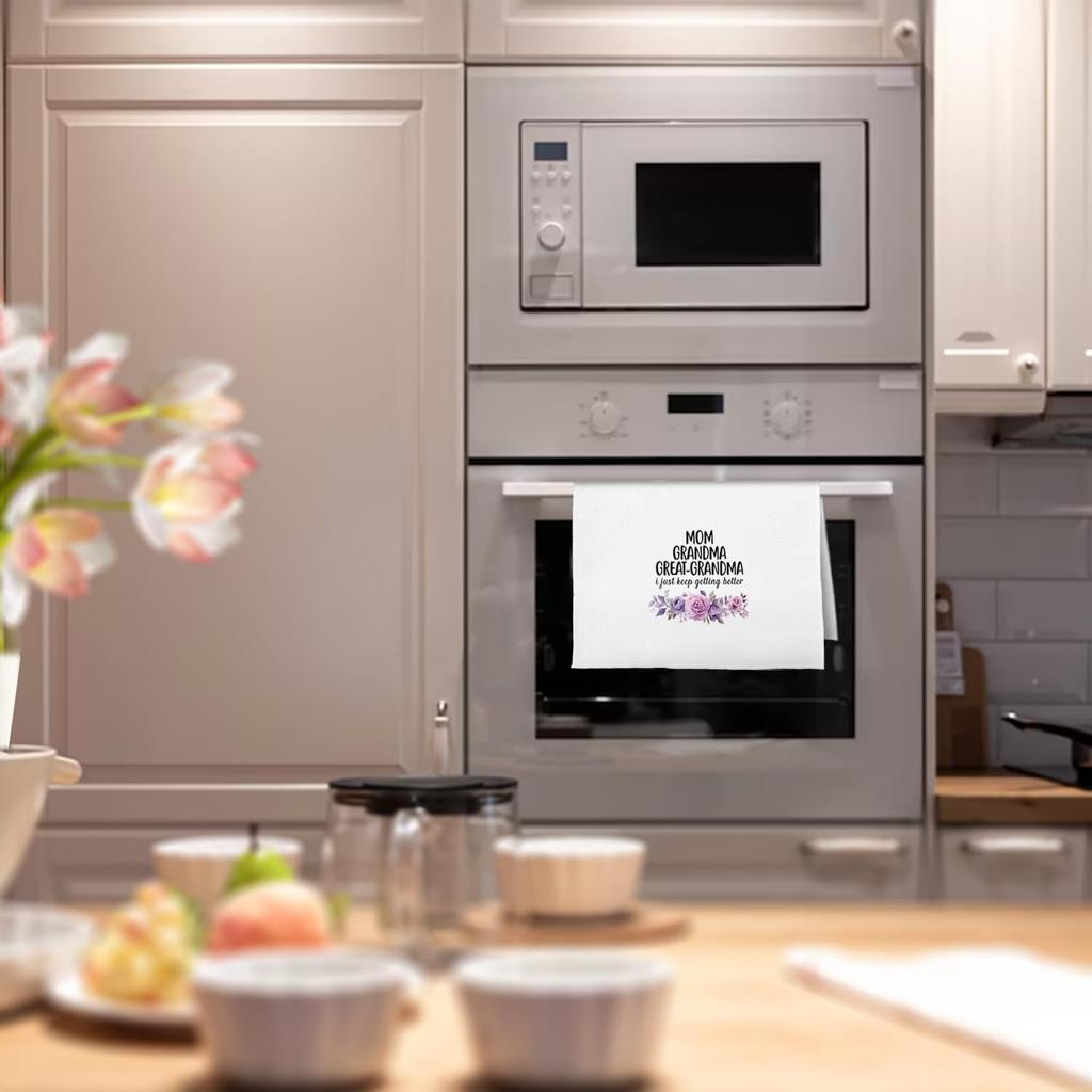 Great Grandma Dish Towels - Great Grandma Gifts Waffle Weave Kitchen Towels, Grandma Decorative Hand Tea Towel, New Grandma Gifts, 16×24 Inches