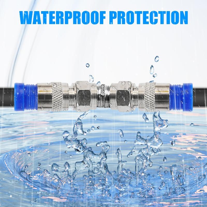 5/50x RG6 Compression Connectors Waterproof F Connector with Blue Insulation Sleeves for Secure Electric Cable Joining Supplies